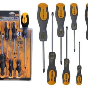 Destornillador Set X7Pcs Amaril/Negro Punta Inmantada Doble Blister Q48M24