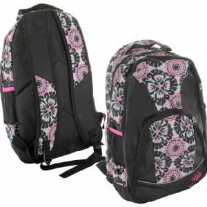 Mochila Negra C/Flores Colores Pvc