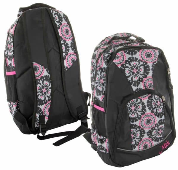 Mochila Negra C/Flores Colores Pvc