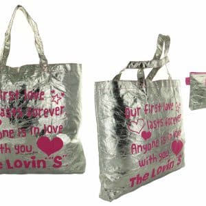 Bolsa Pvc Metalizada Plateado 42X35.5X6Cm C/Monedero 10.5X14Cm
