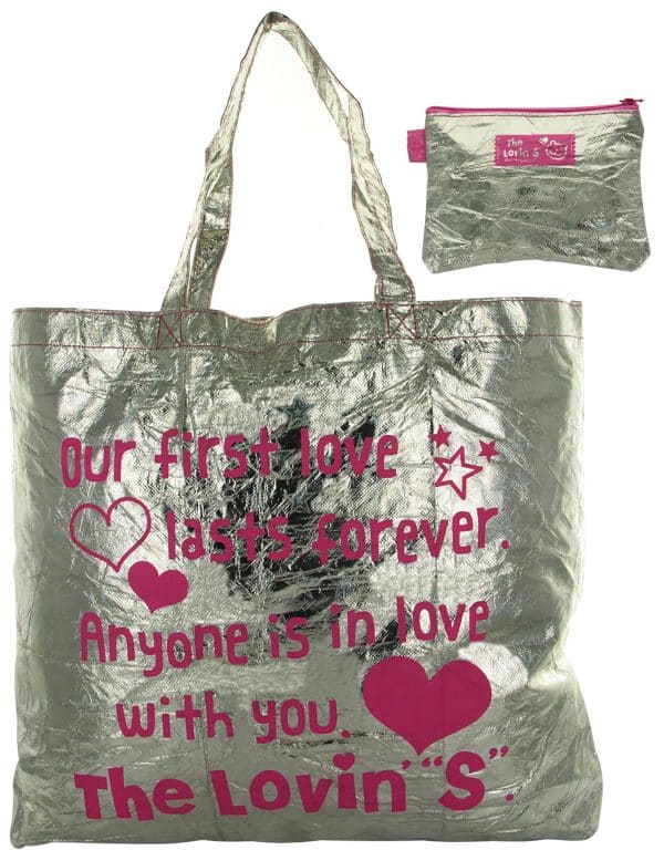 Bolsa Pvc Metalizada Plateado 42X35.5X6Cm C/Monedero 10.5X14Cm - Imagen 2