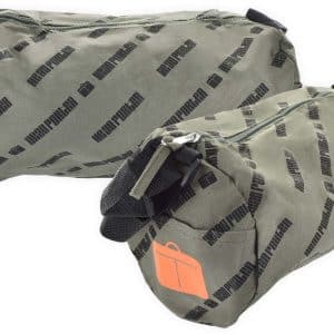 Bolso Tubo Lona Verde Con Letras Negras 15Cm Diametro 27Cm Largo