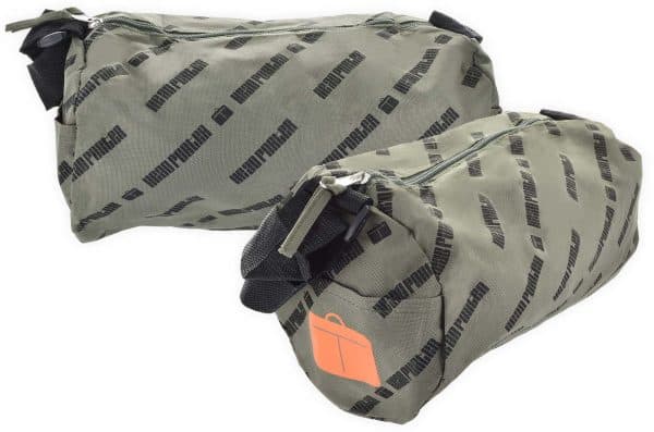 Bolso Tubo Lona Verde Con Letras Negras 15Cm Diametro 27Cm Largo