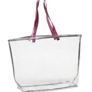 Bolso Playero Pvc Transparente Asa Color 46X31X15Cm