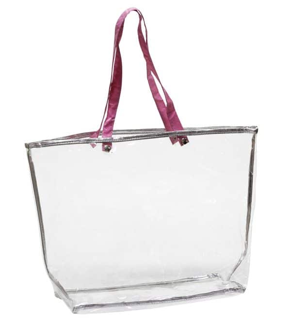 Bolso Playero Pvc Transparente Asa Color 46X31X15Cm