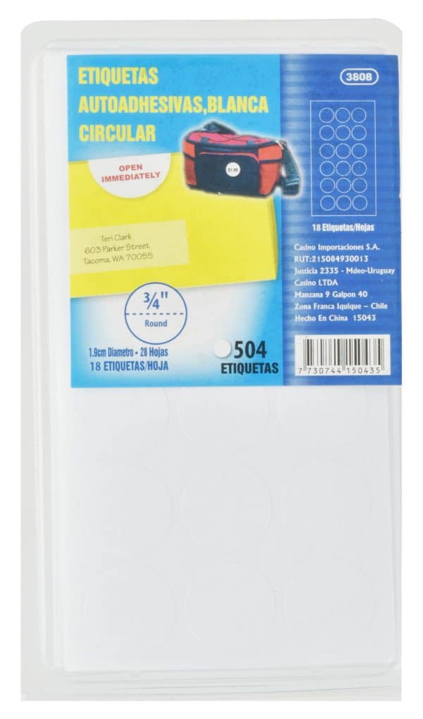 Etiqueta Circulo Blanca 1.9 Cm 504 Pcs - Imagen 3