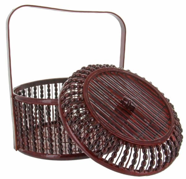 Canasto Madera Rigido Con Tapa Cilindrico 19X21.5 Cm - Imagen 3