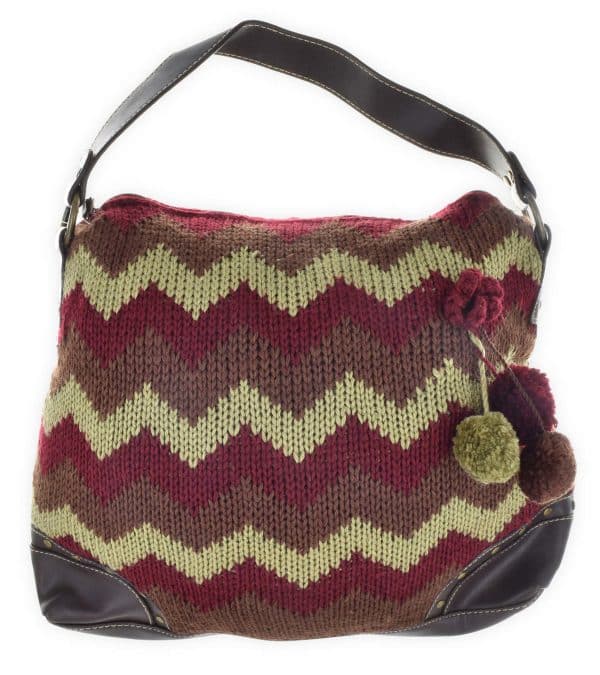 Cartera De Dama Tejida Con Pompom - Imagen 2