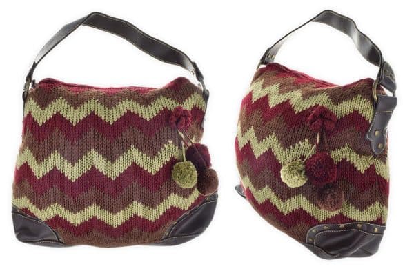 Cartera De Dama Tejida Con Pompom