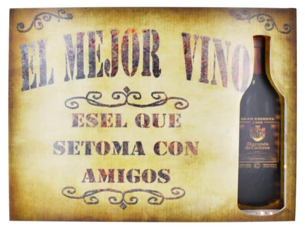 Cuadro Madera Rect. C/Luz Diseño Vino 38X50Cm -524V - Imagen 2