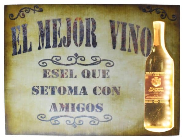 Cuadro Madera Rect. C/Luz Diseño Vino 38X50Cm -524V - Imagen 3