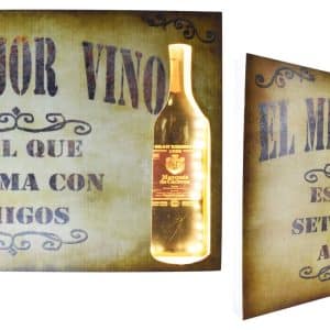 Cuadro Madera Rect. C/Luz Diseño Vino 38X50Cm -524V