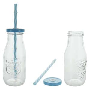 Botella De Vidrio 300Cc Con Tapa Y Sorbito
