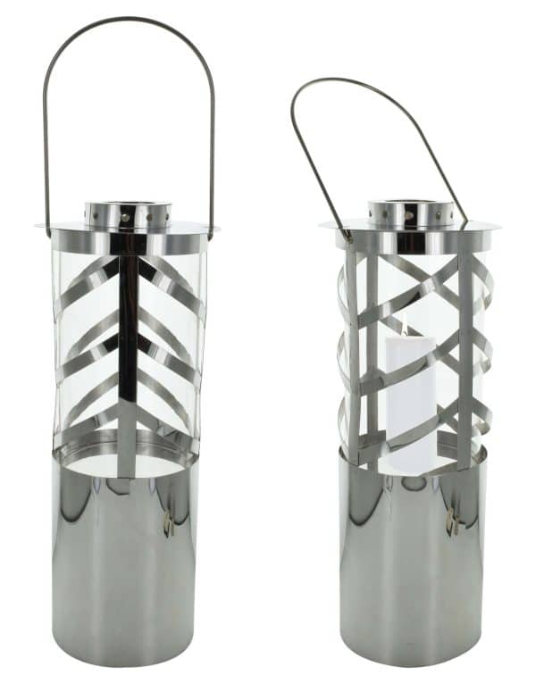 Farol Candelabro Tubo Acero Inox. 11.7X33.5X5Cm Q6
