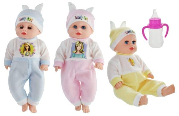 Bebe Plastico 38 Cm C/Mamadera Abre Y Cierra Los Ojos En Bolsa 992-6316A M.
