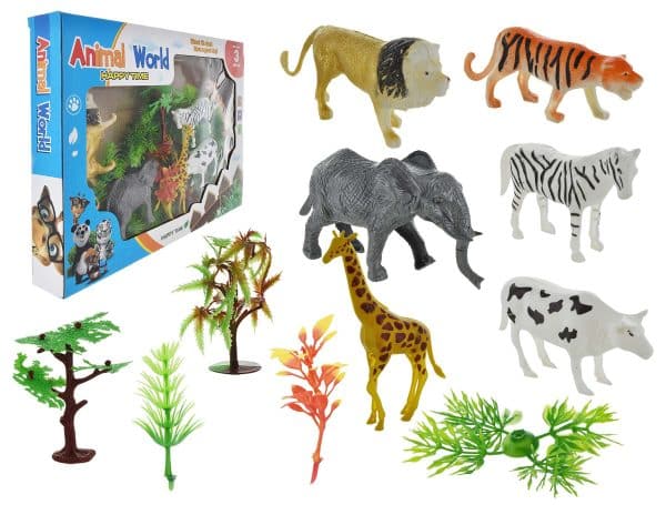 Animales Y Arboles Plastico En Caja --1 M.24