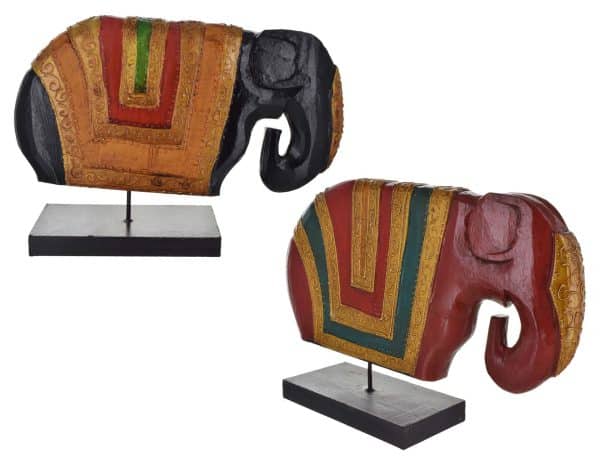 Elefante Bali Stick De Madera Decorado Con Dorado 30Cm .10